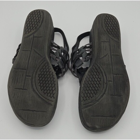 OTBT Aviate Black Two-Tone Leather Wedge Sandals Women’s 7.5 EUC Strappy Shoes - Picture 8 of 9